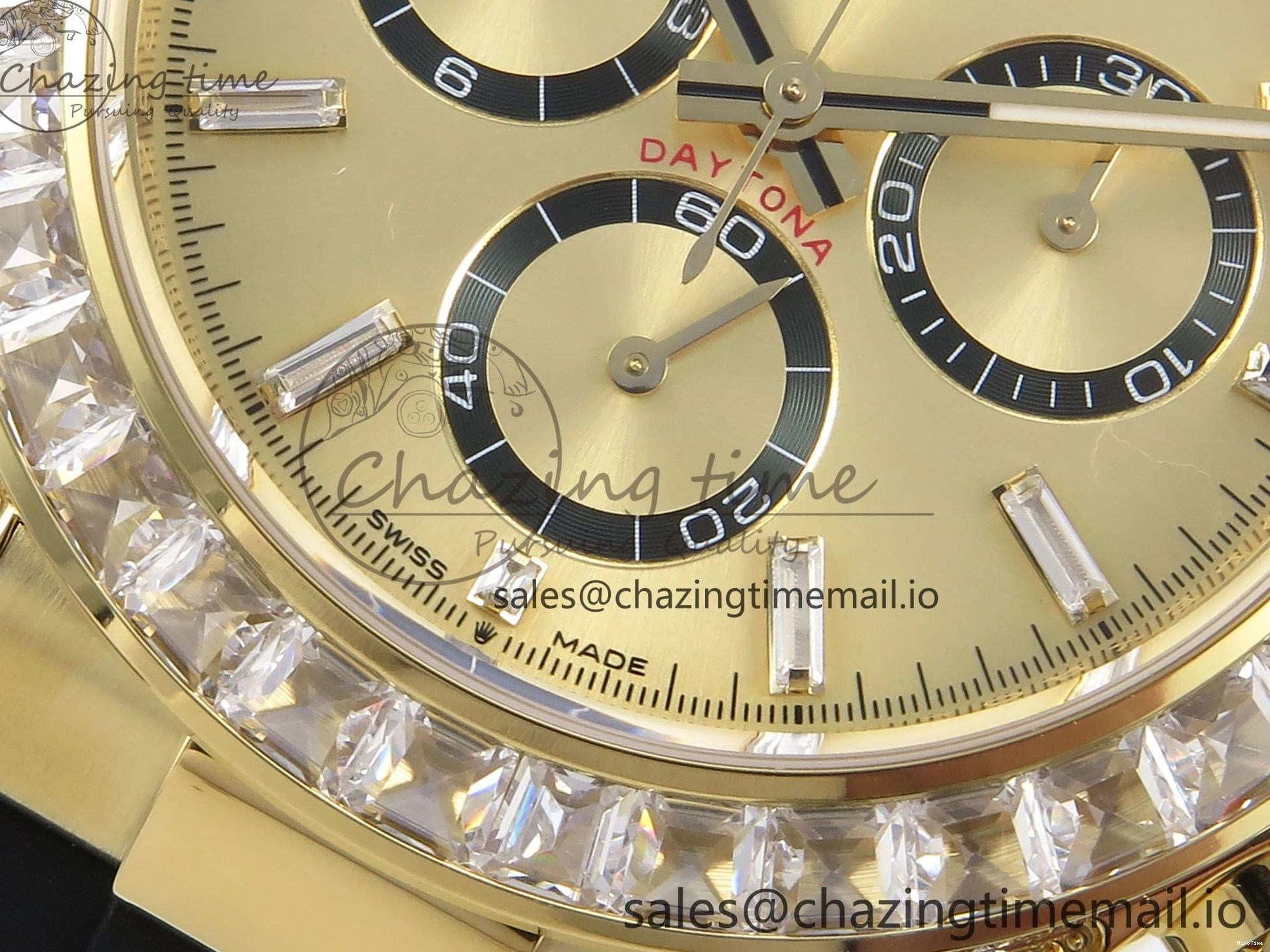 MiroTime 0203 Daytona 126538TBR EWEF 1:1 Best Edition 904L Steel YG Crystal Dial Diamonds Bezel on Black Rubber Strap SH OdorResistant 463